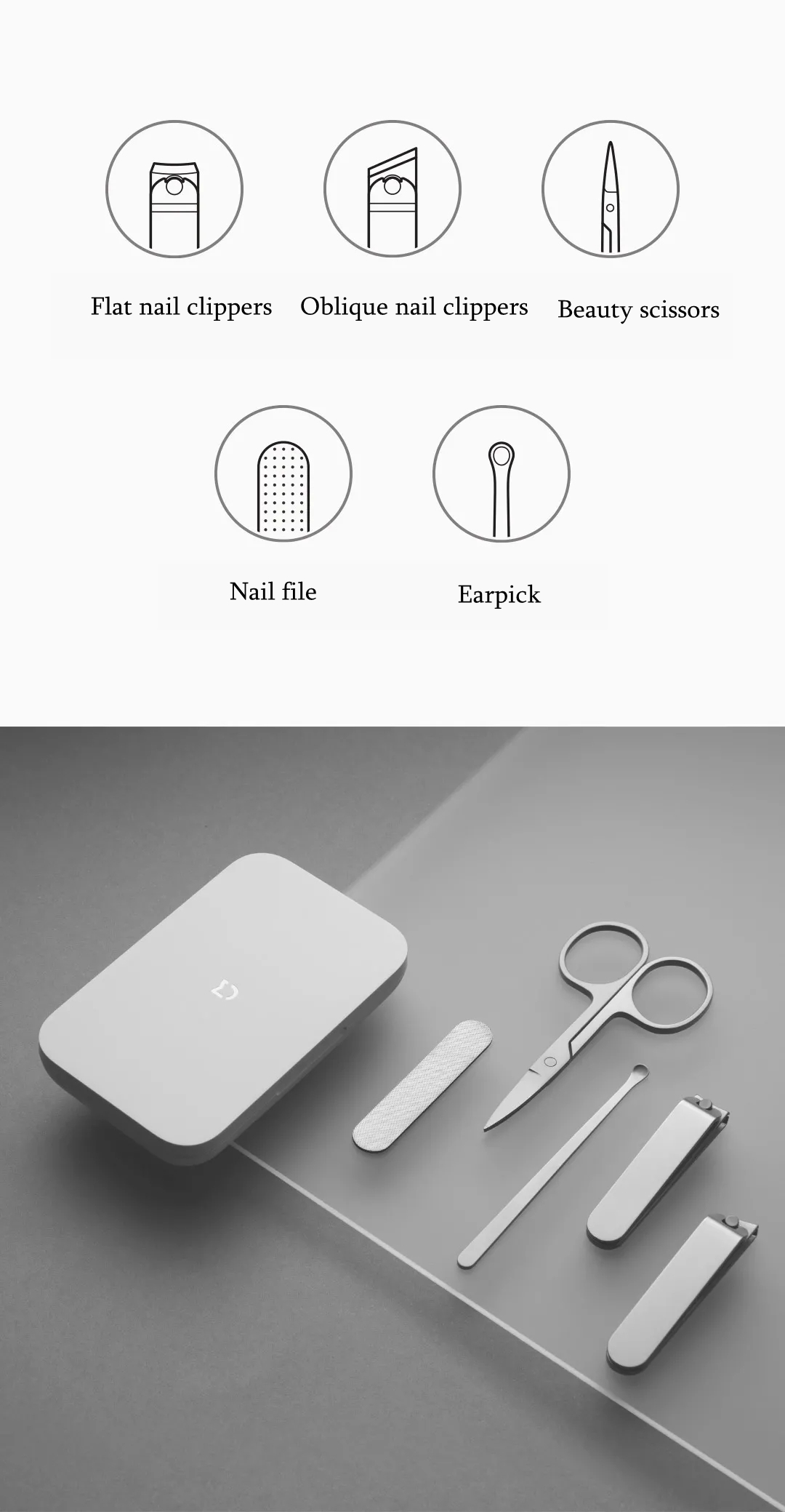 Xiaomi Mijia 5Pcs Manicure Pedicure Nail Clipper Set | Wafilife