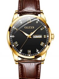 Olevs Men’s Quartz Leather belt Watch 6896BRB