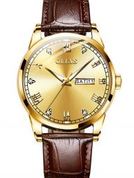 Olevs Men’s Quartz Leather belt Watch 6896BRGL