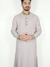 Gray Solid Contrast Panjabi