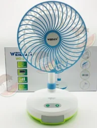 Rechargeable Mini Fan With Side Light 3-Speed Switch USB Port
