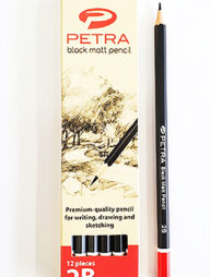Petra Black Matt Pencil - 2B - 12 Pcs