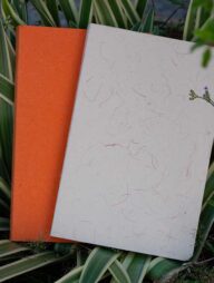 Yellowish Page Hand Made Texture Grey &amp; Orange Cover Notebook 2-Pack