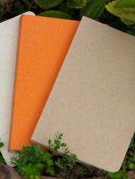 Yellowish Page Hand Made Texture Grey, Kraft &amp; Orange Cover Notebook 3-Pack