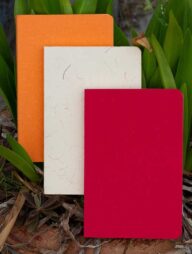 Yellowish Page Hand Made Texture Grey, Orange &amp; Red Cover Notebook 3-Pack