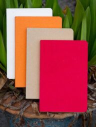 Yellowish Page Hand Made Kraft, Orange, Red &amp; Texture White Cover Notebook 4-Pack