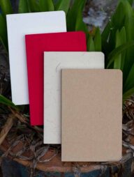 Yellowish Page Hand Made Texture Grey, Kraft, Red &amp; Texture White Cover Notebook 4-Pack