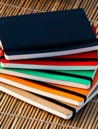Daily Journal Black, Kraft, Red, Orange &amp; Green Notebook with Elastic Band 5-Pack