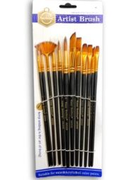 Keep Smiling Artist Paint Brush Set Of 12 Pcs (Black) - M-A6308