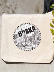 Sevendays Dhaka Line White (Round) Canvas Tote Bag