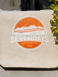 Sevendays Mountains (Orange and White) (Round) Canvas Tote Bag