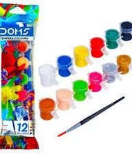 DOMS Tempera Colours 12 Shades with Free Brush