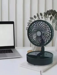 Electric Portable Mini Fan Silent USB Charging Home Office Use Desktop Rechargeable Foldable Fan With Table Lamp JR-555