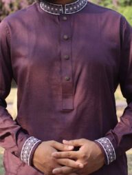 Classic Dark Raspberry Cotton Panjabi