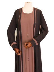 Afrin Abaya (Black contrast with Dusty Pink)