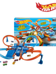 Hot Wheels DTN42 Criss Cross Crash Track Set With Motorized Booster, Ages 5+