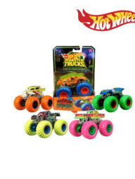 Hot Wheels HCB50 Monster Trucks Glow In The Dark 1:64 Scale Trucks (Damaged Box), Ages 3+