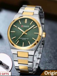 CURREN 8439 Stainless Steel Fashion Quartz Man For- Golden/Green