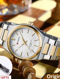 CURREN 8439 Stainless Steel Fashion Quartz Man For- Golden/White