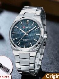 CURREN 8439 Stainless Steel Fashion Quartz Man For- Silver/Blue