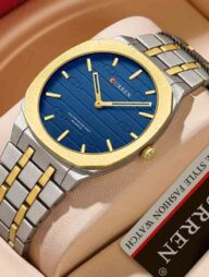 CURREN 8444 Stainless Steel Ultra Thin Quartz Fashion Watch Men For-Silver/Blue