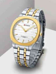 CURREN 8444 Stainless Steel Ultra Thin Quartz Fashion Watch Men For-Silver/White