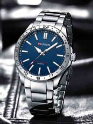 CURREN 8452 Luminous Stainless Steel Quartz Fashion Watch Men For -Silve and Blue