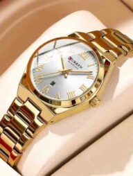 CURREN 9095 Ladies High Quality Wrist Watch For -Golden and White