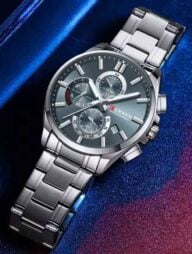 Curren 8475 Luxury Stainless Steel Men's Chronograph Watch - Silver And Blue