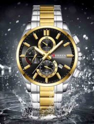 Curren 8475 Luxury Stainless Steel Men's Chronograph Watch - Silver Gold And Black