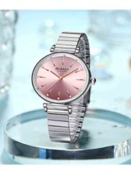 Curren 9081 Analog Stainless Steel Watch For Women - Silver and Pink