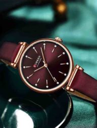 Curren 9081 PU Leather Analog Watch For Women - Coffee