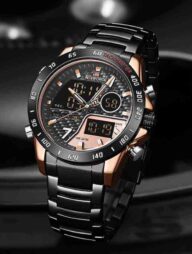 Naviforce Nf 9171 Stainless Steel Wrist Watch For Men- Black