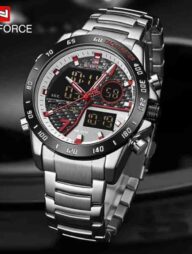 Naviforce Nf 9171 Stainless Steel Wrist Watch for Men-Silver