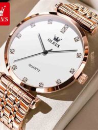 Olevs 5596 Luxury Elegant Men’s Watch -Rose Gold