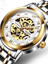 Olevs 9901 Automatic Mechanical Men's watch- Silver And Golgen