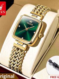 Olevs 9948 Luxury Stainless Steel Women's Watch - Gold Green