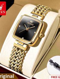 Olevs 9948 Luxury elegant stainless steel fashion Women’s quartz watch- Gold Black