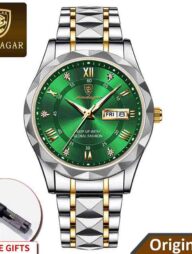 POEDAGAR 615 Luxury Fashion Luminous Date and Day Quartz Men's Watch - green