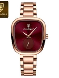 POEDAGAR 783 Luxury Elegant Women's Watch - Rose Gold and Maroon