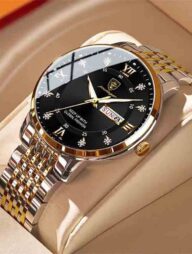 Poedagar 836 Stainless Steel Men Watch - Silver Gold and Black