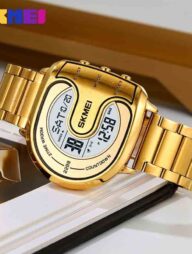 SKMEI 2298 Digital Stainless Steel Luminous Men's Watch - Golden