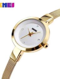 Skmei 1390 Stainless Steel Waterproof Quartz Watch Women For- Gold