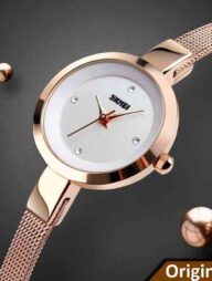 Skmei 1390 Stainless Steel Waterproof Quartz Watch Women For- Rose Gold