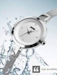Skmei 1390 Stainless Steel Waterproof Quartz Watch Women For- Silver