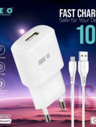 GEEOO C10 10W Fast Charger Set with Cable  Smart Chip  Micro &amp; Type-C