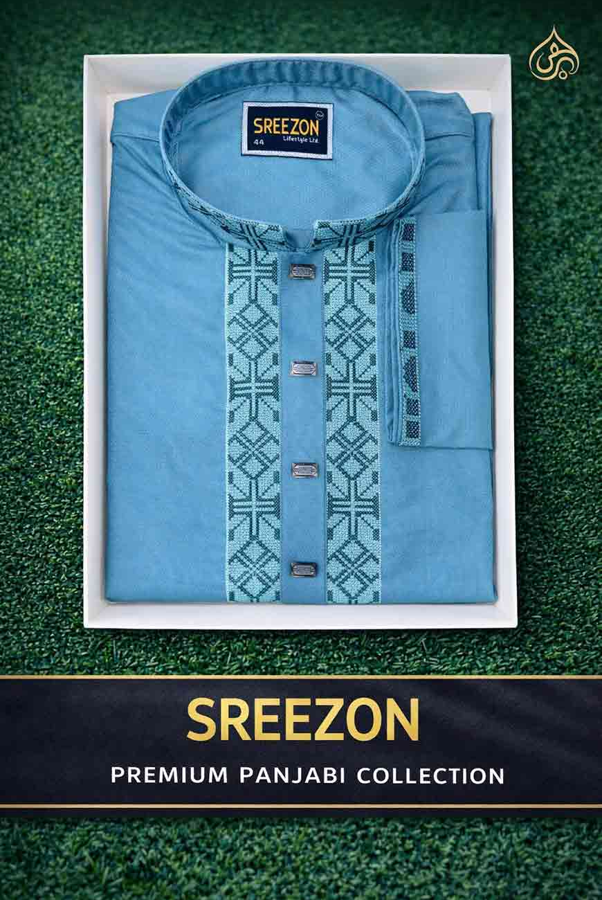 Sreezon Premium Panjab Blue Patterned