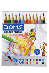 DOMS 12 Colour pencils new super Smooth and Bright colours pencils with free One Extender One Shrapener