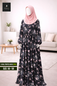 Floral Printed Abaya - (p02)