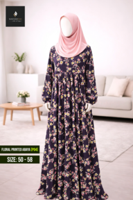 Floral Printed Abaya - (P04)